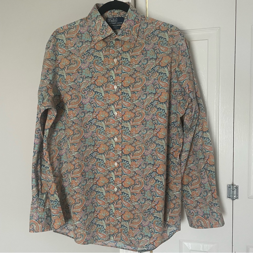 Polo by Ralph Lauren paisley regent custom fit button down shirt size L